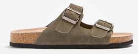 Solo-Leather-Taupe-Suede-Moulded-Cork-Sandals on sale