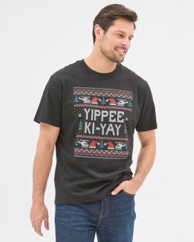 Novelty-Tee-Black-Yipee-Ki-Yay on sale