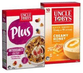 Uncle-Tobys-Plus-410435g-or-Uncle-Tobys-Oats-Quick-Sachets-810-Pack-Selected-Varieties on sale