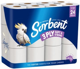 Sorbent+3+Ply+Silky+White+Toilet+Tissue+24+Pack