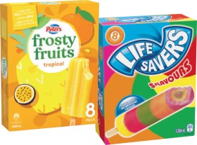 Peters+Frosty+Fruits+6%E2%80%918+Pack+or+Life+Savers+Ice+Block+8+Pack+Selected+Varieties