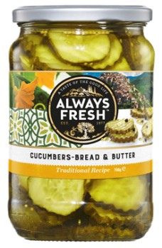 Always-Fresh-Pickled-Cucumbers-Bread-Butter-700g on sale