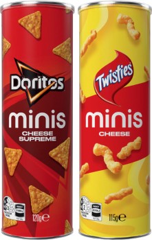 Twisties-Minis-Cheese-Canister-115g-or-Doritos-Minis-Cheese-Supreme-120g on sale
