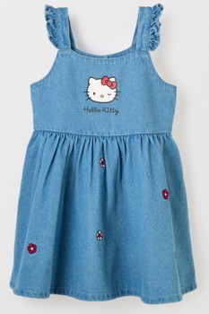 Hello+Kitty+Chambray+Embroidered+Dress