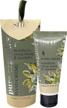 She-Pure-Organics-Mandarin-Ylang-Ylang-Lavender-Hand-Cream-100mL on sale