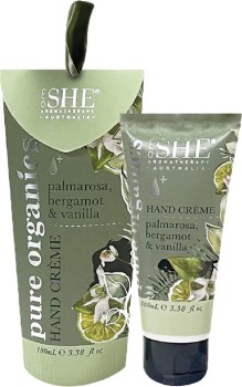 She-Pure-Organics-Palmarosa-Bergamot-Vanilla-Hand-Cream-100mL on sale