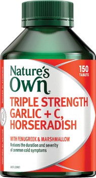 Natures-Own-Triple-Strength-Garlic-C-Horseradish-150-Tablets on sale