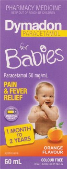 Dymadon+Orange+Flavour+Paracetamol+for+Babies+1+Month+to+2+Years+60mL%5E