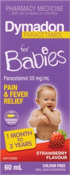 Dymadon+Strawberry+Flavour+Paracetamol+for+Babies+1+Month+to+2+Years+60mL%5E