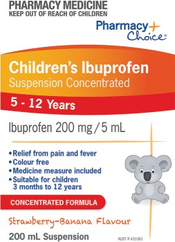 Pharmacy-Choice-Childrens-Ibuprofen-Suspension-Concentrated-5-12-Years-200mL on sale