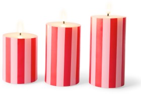 LED-Pink-and-Red-Stripe-Candle-Set on sale