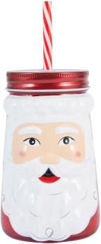 Santa-Drink-Jar-Straw on sale