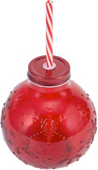 Red+Bauble+Drink+Jar+and+Straw