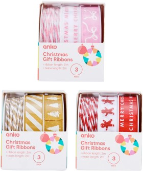 3+Pack+Christmas+Gift+Ribbons+-+Assorted