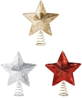 Tinsel+Star+Tree+Topper+-+Assorted