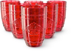 6+Red+Ornate+Highball+Glasses