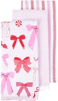 3+Pack+Pink+Bow+Tea+Towels