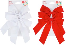 2+Pack+Velvet+Bow+Clips+-+Assorted
