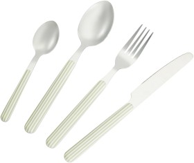 16-Piece-Sage-Stripe-Cutlery-Set on sale