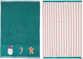 2+Pack+Cotton+Christmas+Icons+Hand+Towels
