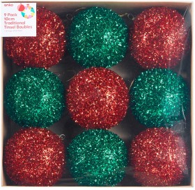 9-Pack-10cm-Traditional-Tinsel-Baubles on sale