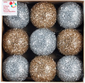9+Pack+10cm+Luxury+Tinsel+Baubles