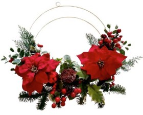 NEW-Crimson-Noel-Half-Wreath-50cm-Ea on sale