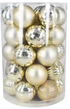 Christmas-Balls-Gold-Assortment-6cm-Pk-34 on sale