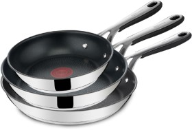 Jamie+Oliver+by+Tefal+Kitchen+Essentials+Induction+Non-Stick+Stainless+Steel+Triple+Frypan+Set+20cm+%2C+24cm%2C+28cm