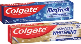 Colgate-Advanced-Whitening-Tartar-or-Max-Fresh-Toothpaste-200g on sale