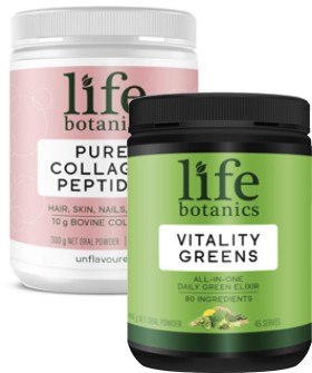 Life+Botanics+Vitality+Greens+Powder+450g+or+Pure+Collagen+Peptides+Powder+300g