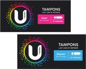 U+By+Kotex+Regular+or+Super+Tampons+16+Pack