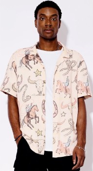 Kenji+Short+Sleeve+Printed+Shirt+-+Pink