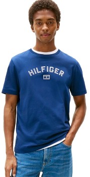 Tommy-Hilfiger-Flocked-Tee-Blue on sale