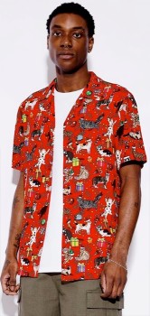 Kenji-Short-Sleeve-Printed-Viscose-Christmas-Shirt-Red on sale