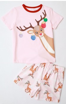 PJ-Club-Kids-Reindeer-PJ-Set-Rose on sale