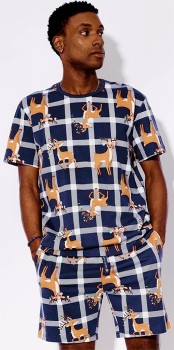 PJ-Club-Mens-Reindeer-PJ-Set-Navy on sale