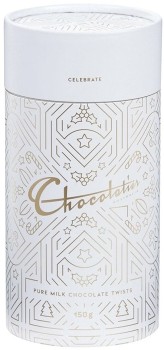Chocolatier-Pure-Milk-Twists-Canister-150g on sale