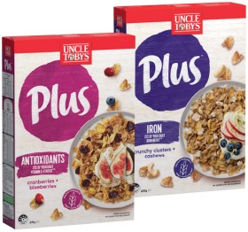 Uncle-Tobys-Plus-Cereal-620705g-Selected-Varieties on sale