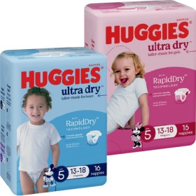 Huggies+Ultra+Dry+Nappies+14-28+Pack+Selected+Varieties