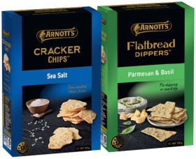 Arnott%26rsquo%3Bs+Cracker+Chips%2C+Sourdough+Crisps+150g+or+Flatbread+Dippers+130g+Selected+Varieties