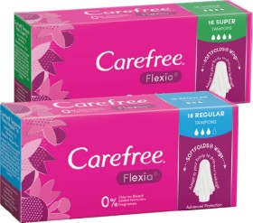 Carefree+Flexia+Regular+or+Super+Tampons+16+Pack%2A