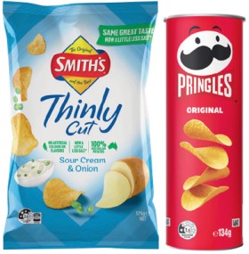 Smith%26rsquo%3Bs+Thinly+Cut+Chips+175g+or+Pringles+Chips+118%E2%80%91134g+Selected+Varieties