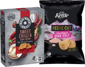 Kettle+Ridge+Cut+Potato+Chips+165g%2C+Red+Rock+Deli+Crackers+130%E2%80%91135g+or+Crostini+115g+Selected+Varieties