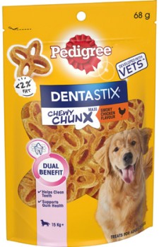 Pedigree-Dentastix-Chewy-Chunx-Dog-Treats-68g-Selected-Varieties on sale