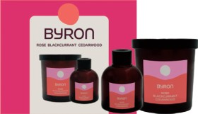 Byron-Rose-Blackcurrant-Cedarwood-Candle-Reed-Diffuser-Gift-2-Piece-Set on sale