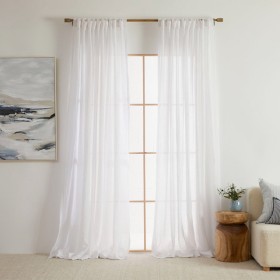 Washed-Linen-White-Sheer-Curtain-Set-of-2-by-MUSE on sale