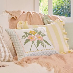 Daphne-Floral-Embroidered-Square-Cushion-by-MUSE on sale