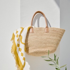 Sundays-Mykonos-Jute-Beach-Bag-with-Leather-Straps-by-Pillow-Talk on sale