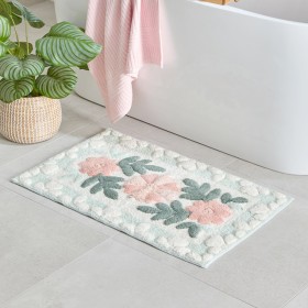 Floral-Bloom-Sage-Green-Rectangle-Bath-Mat-by-Habitat on sale